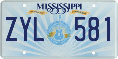 MS license plate ZYL581