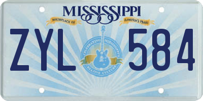 MS license plate ZYL584