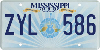 MS license plate ZYL586