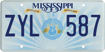 MS license plate ZYL587