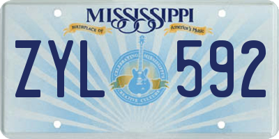 MS license plate ZYL592