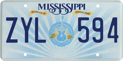 MS license plate ZYL594