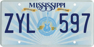 MS license plate ZYL597