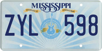 MS license plate ZYL598