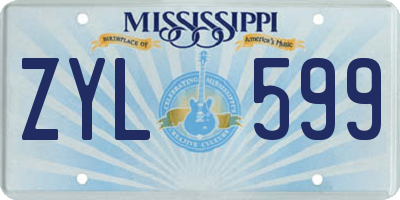 MS license plate ZYL599