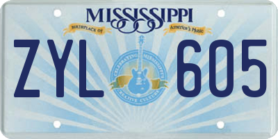 MS license plate ZYL605
