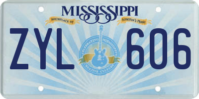 MS license plate ZYL606
