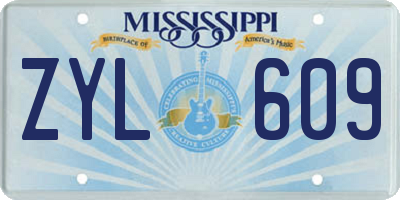 MS license plate ZYL609
