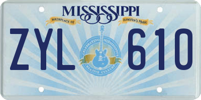 MS license plate ZYL610