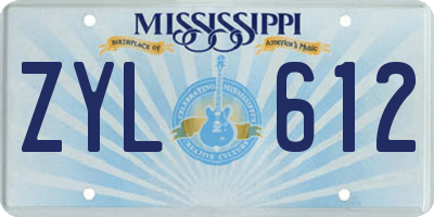 MS license plate ZYL612