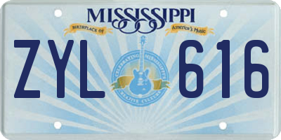 MS license plate ZYL616