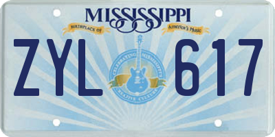 MS license plate ZYL617