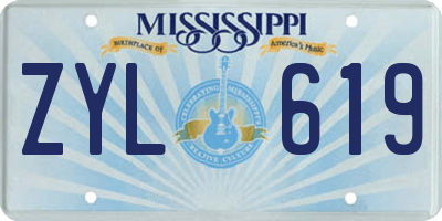 MS license plate ZYL619