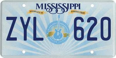 MS license plate ZYL620