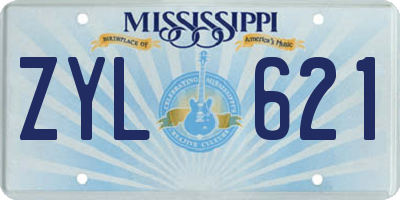 MS license plate ZYL621
