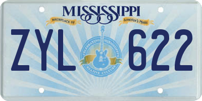 MS license plate ZYL622