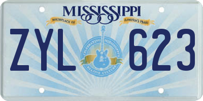 MS license plate ZYL623