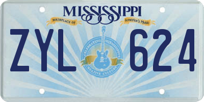 MS license plate ZYL624