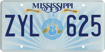 MS license plate ZYL625