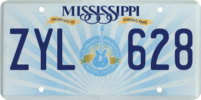 MS license plate ZYL628