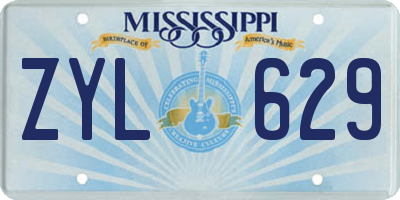 MS license plate ZYL629