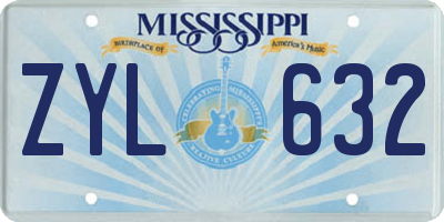 MS license plate ZYL632