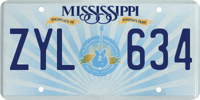 MS license plate ZYL634
