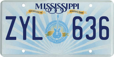 MS license plate ZYL636