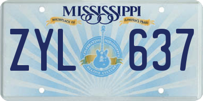 MS license plate ZYL637