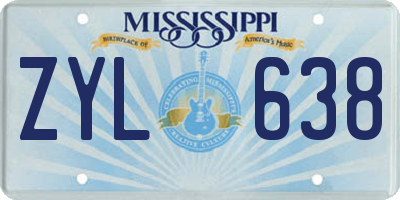 MS license plate ZYL638