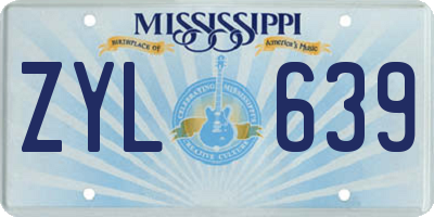 MS license plate ZYL639