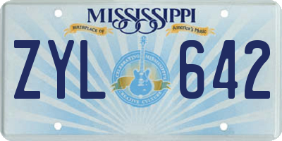 MS license plate ZYL642