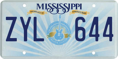 MS license plate ZYL644