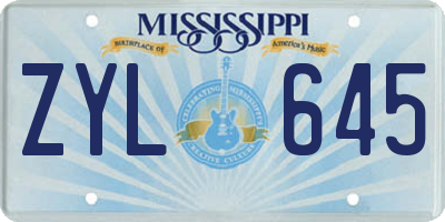 MS license plate ZYL645