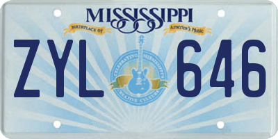 MS license plate ZYL646