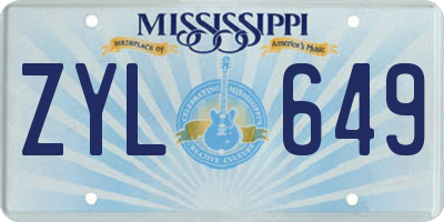MS license plate ZYL649