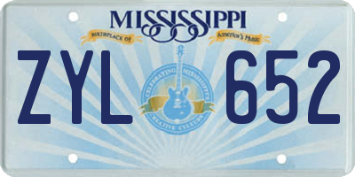 MS license plate ZYL652