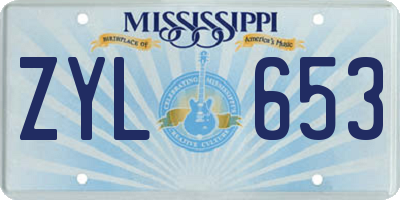 MS license plate ZYL653