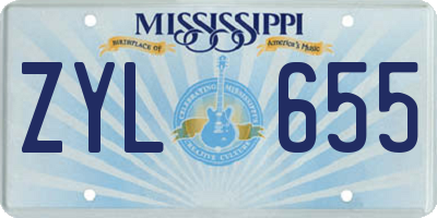MS license plate ZYL655