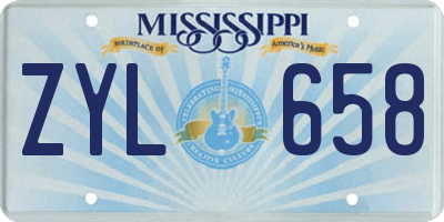 MS license plate ZYL658