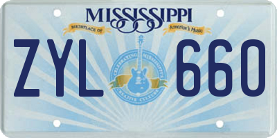 MS license plate ZYL660