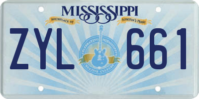 MS license plate ZYL661
