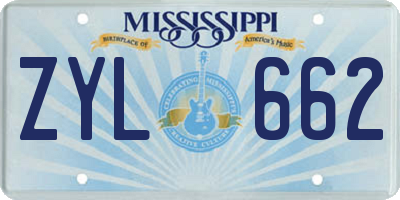 MS license plate ZYL662