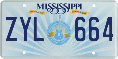 MS license plate ZYL664