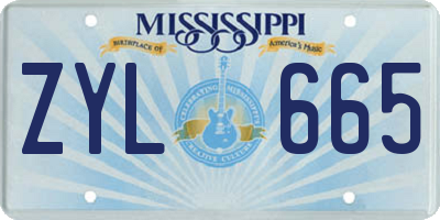MS license plate ZYL665