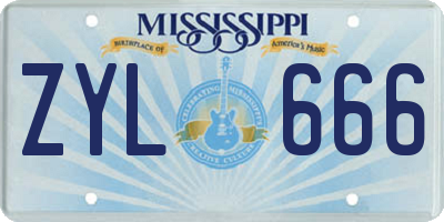 MS license plate ZYL666