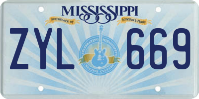 MS license plate ZYL669