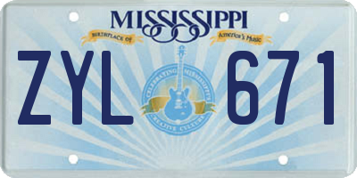 MS license plate ZYL671