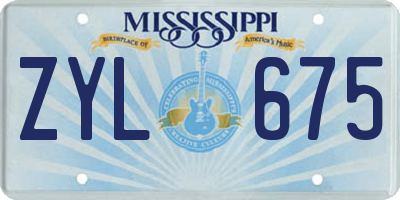 MS license plate ZYL675