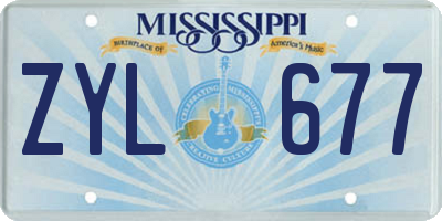 MS license plate ZYL677